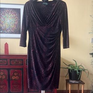 Lauren Ralph Lauren Animal Print Dress in Deep Burgundy